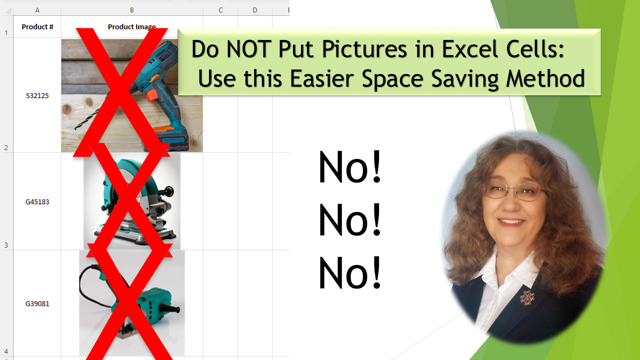 Image for YouTube video about using new method for storing pictures in Excel spreadsheets.