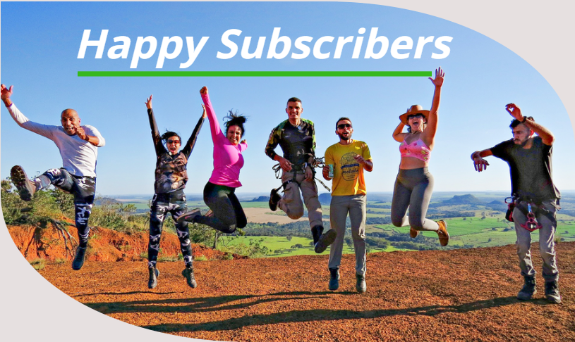 HappySubscribersfull 7 people jumping up because they are excited about being subscribers.
