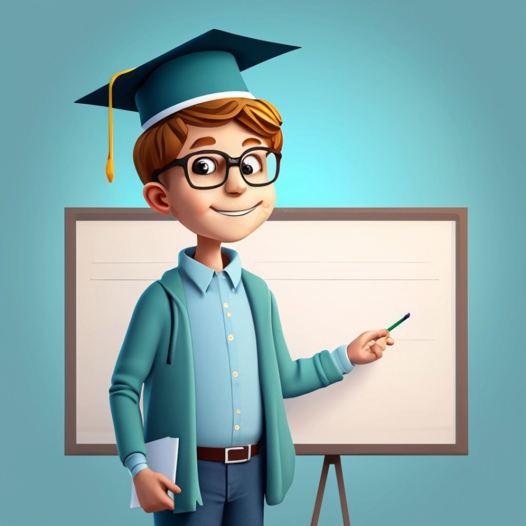 Professor Office Professor Office character point to training whiteboard