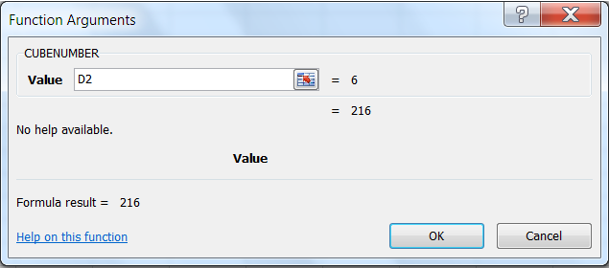 Excel Function Arguments window