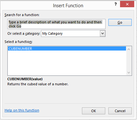 Insert Function Dialog Box