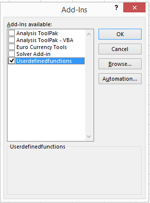 Select the Excel Add-In